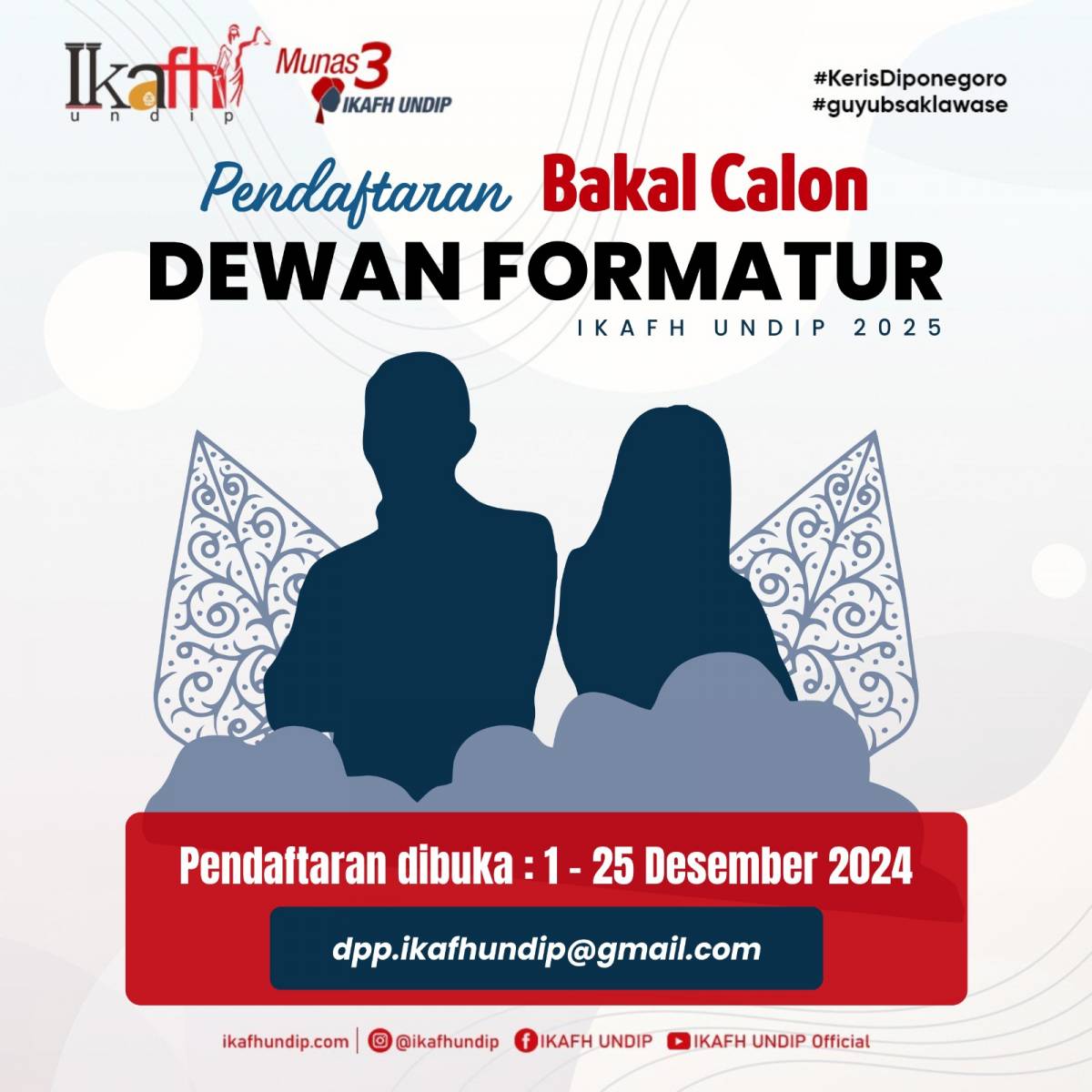 Pendaftaran Calon Dewan Formatur pada Munas ke-3 IKAFH UNDIP