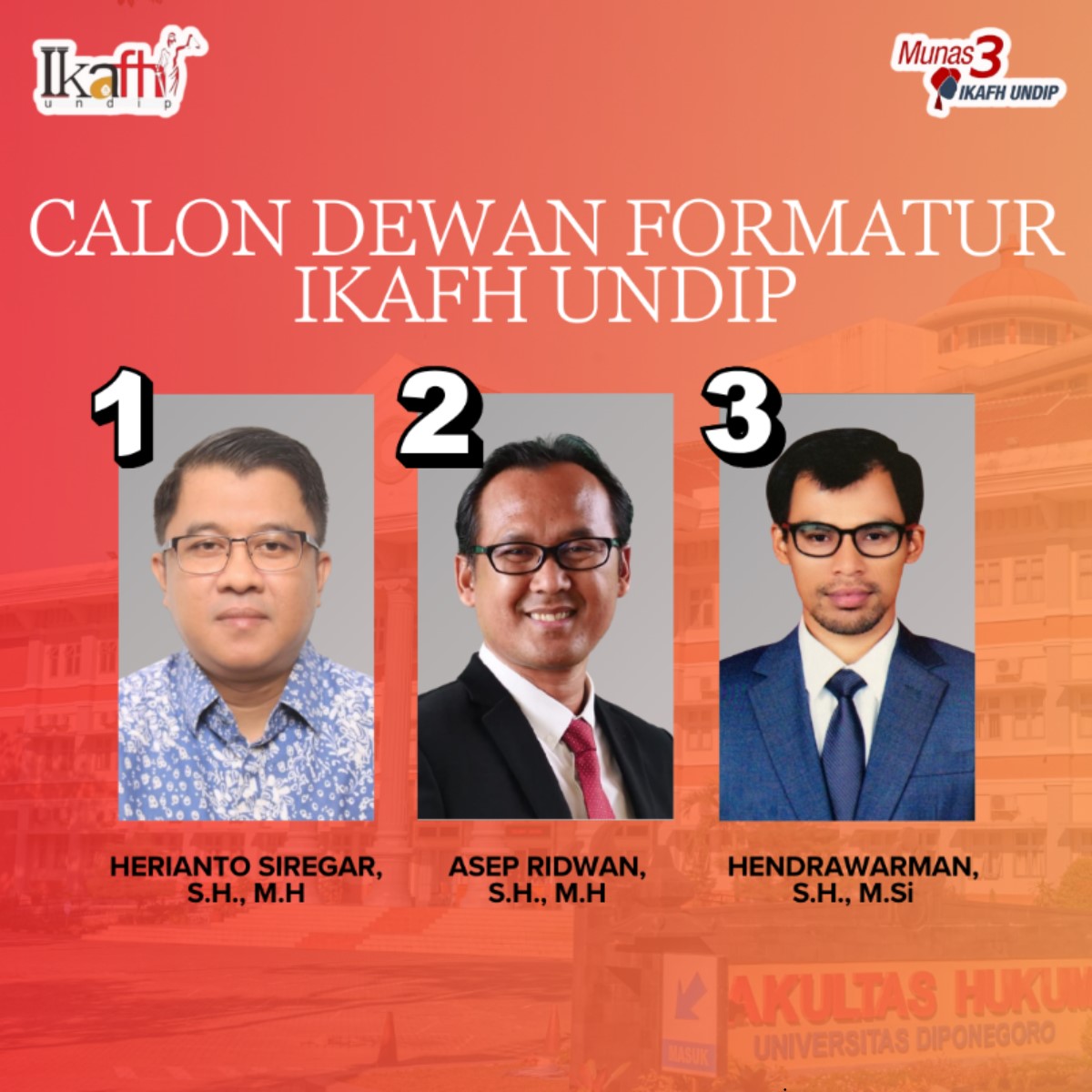 Calon Dewan Formatur Munas ke-3 IKAFH Undip